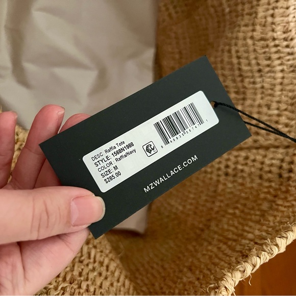 MZ Wallace Tan and Navy Medium Raffia Tote NWT - Picture 5 of 6